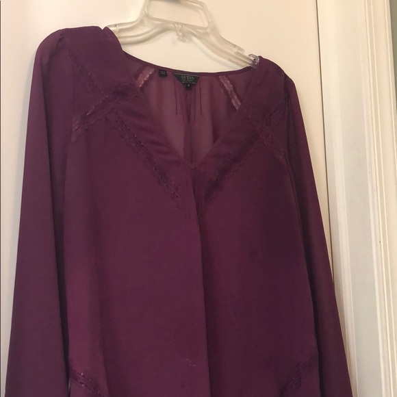 Purple Sheer Guess Blouse with Lace Detail - Picture 2 of 6